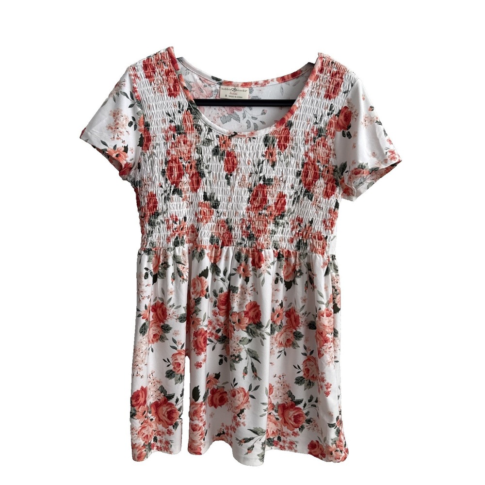 Bobbie Brooks Floral Smocked Babydoll Top S Fairy Feminine Boho Cottagecore